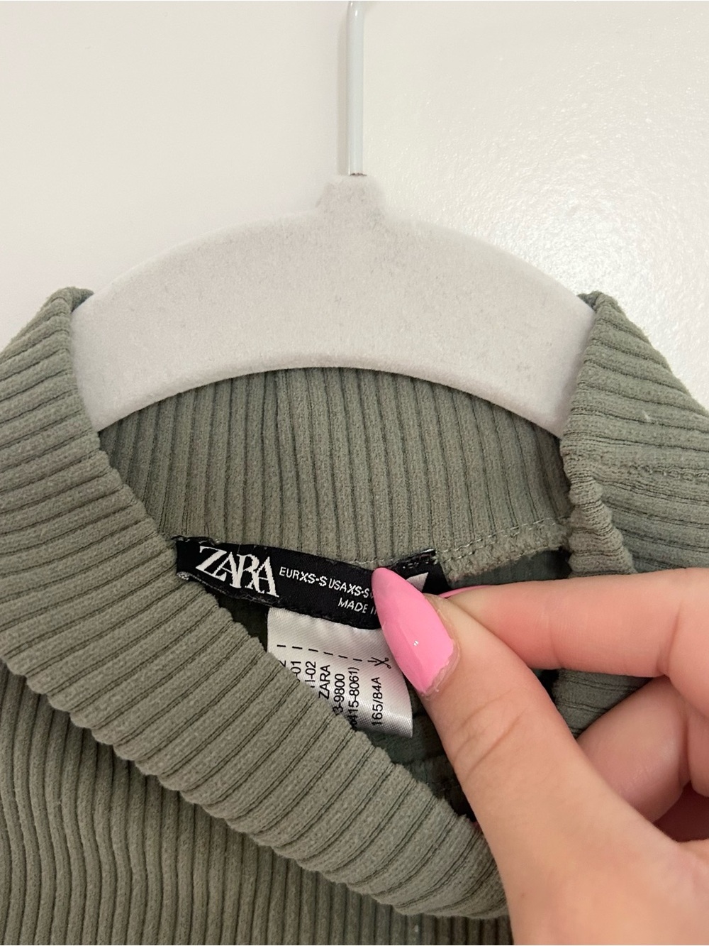 Zara Sage Green Ribbed Mock Neck Top - Picture 3 of 3